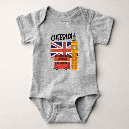 London England Cheerio United Kindgdom Big Ben Cof Baby Bodysuit