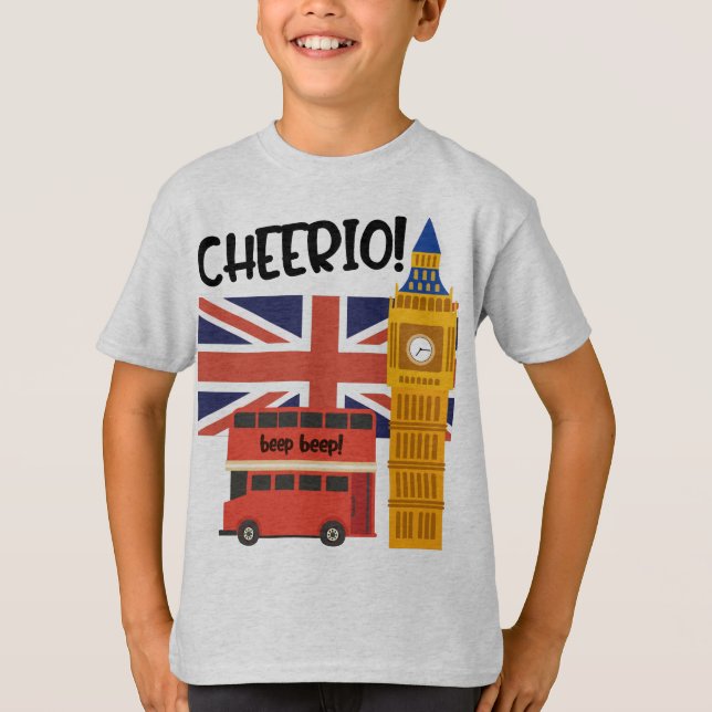 London England Cheerio United Kindgdom Big Ben T-Shirt (Front)