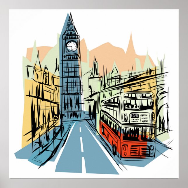 London England city scape artistic poster (Front)