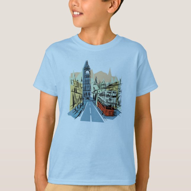 London England city scape boys tee (Front)