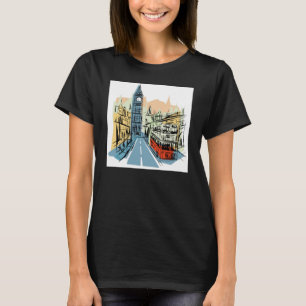 London England city scape ladies burnout tee