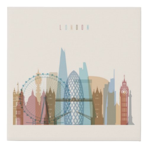 London England  City Skyline Faux Canvas Print