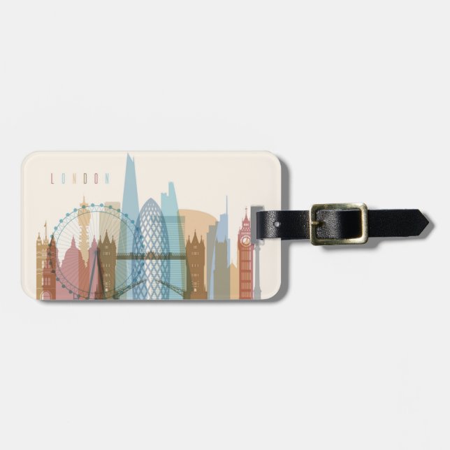 London, England | City Skyline Luggage Tag (Front Horizontal)