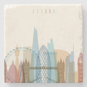 London, England   City Skyline Stone Coaster