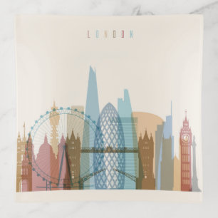 London, England City Skyline Trinket Tray