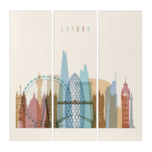 London, England   City Skyline Triptych