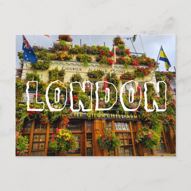 London England Great Britain Churchill Arms Postcard (Front)
