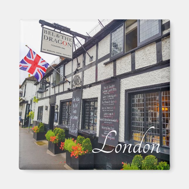 London England Great Britain Pub Architecture Magnet (Front)