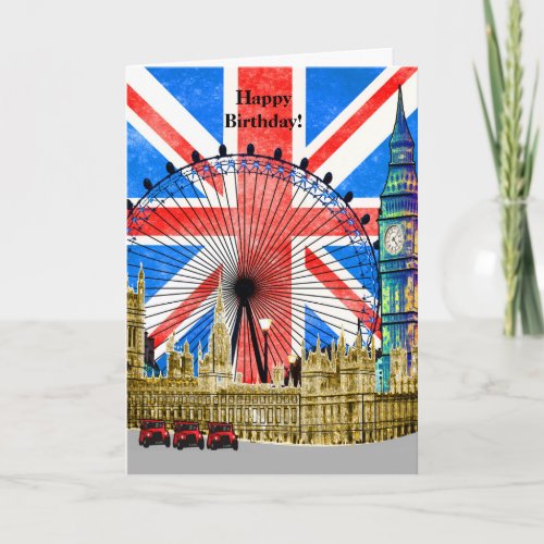 London England Happy Birthday Card