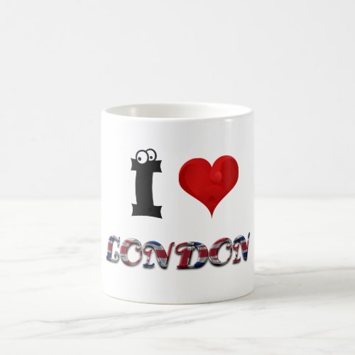 London England Heart British Flag Typography Coffee Mug