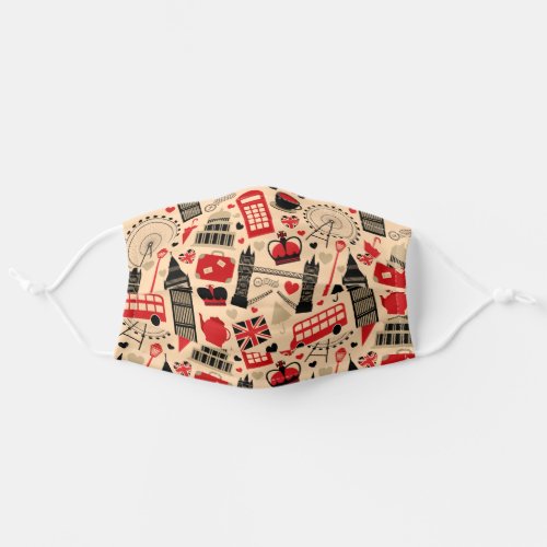 London England Icon Pattern Adult Cloth Face Mask