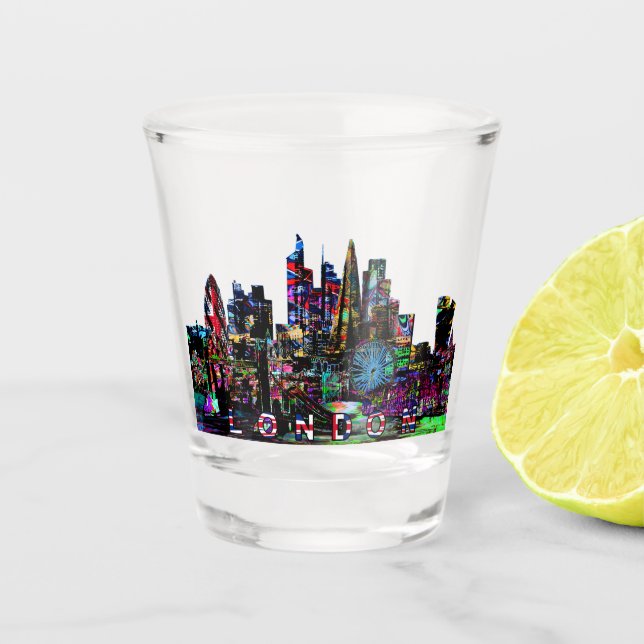 London, England in graffiti  Shot Glass (Front)