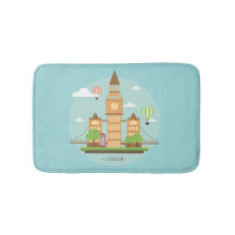 London England Landmarks Bath Mat Aqua