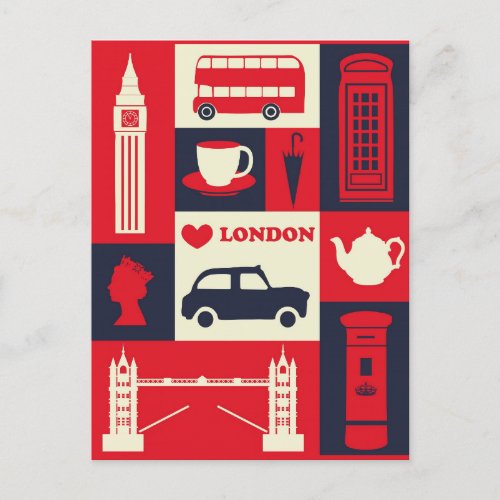 London England Landmarks Cute Travel Postcard