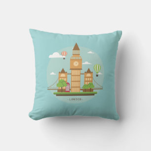 London England Landmarks Throw Pillow