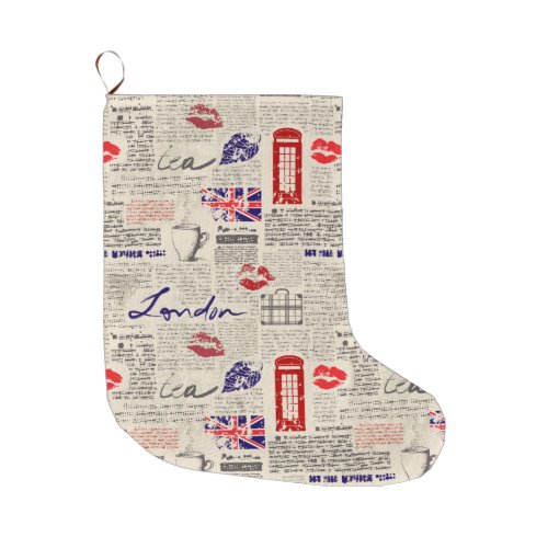 London England Large Christmas Stocking