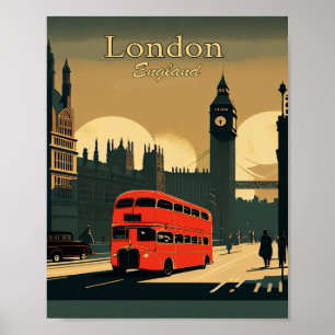 London England Minimalist Vintage Art Poster