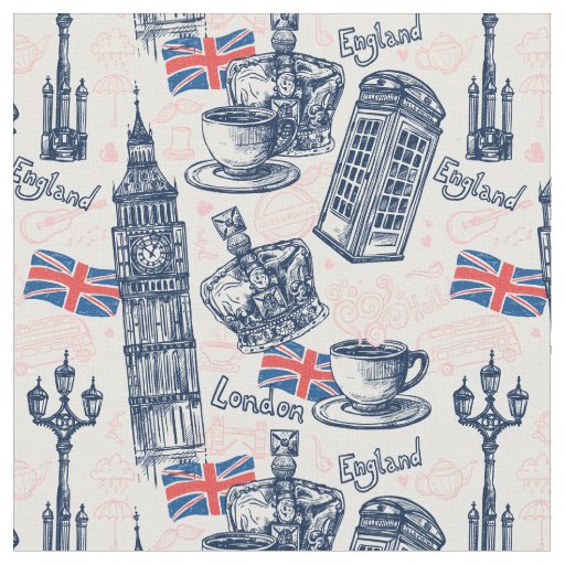 London England Pattern Fabric