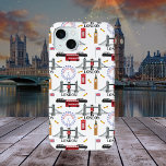 London England Queens Guard English Pattern iPhone 15 Plus Case<br><div class="desc">London,  England pattern with English elements such as phone booth,  double decker bus,  London Bridge,  the London Ferris Wheel and more. Composite design by Holiday Hearts Designs (rights reserved).</div>