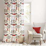 London England Queens Guard English Pattern Sheer Curtains<br><div class="desc">London,  England pattern with English elements such as phone booth,  double decker bus,  London Bridge,  the London Ferris Wheel and more. Composite design by Holiday Hearts Designs (rights reserved).</div>