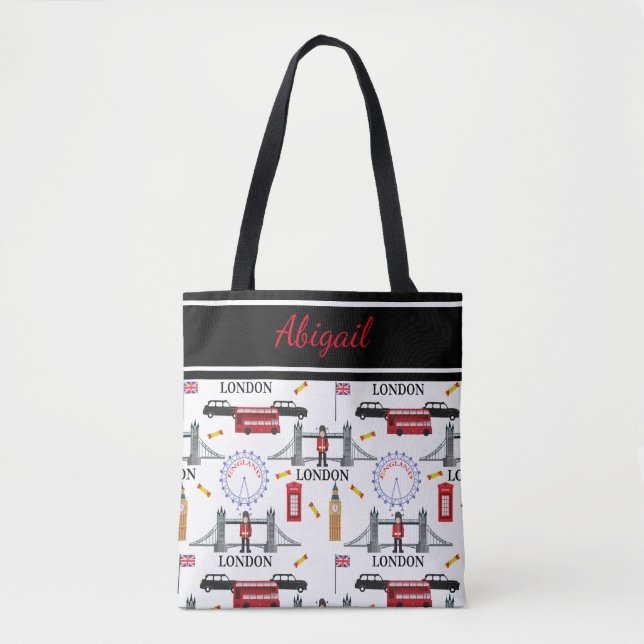 London England Queens Guard English Pattern Tote Bag (Front)