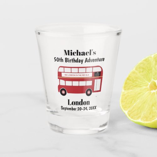 London England Red Bus Birthday Trip Party Favor Shot Glass