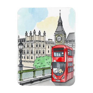 London England Red Bus Vintage Travel Magnet