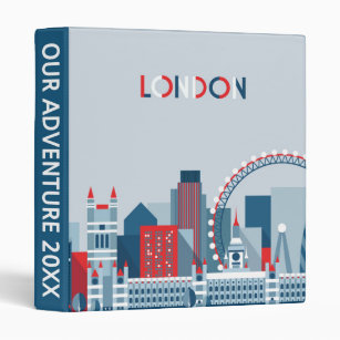 London, England   Red, White and Blue Skyline 3 Ring Binder