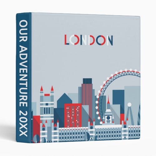 London England  Red White and Blue Skyline 3 Ring Binder