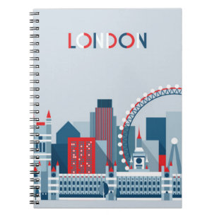London, England   Red, White and Blue Skyline Notebook