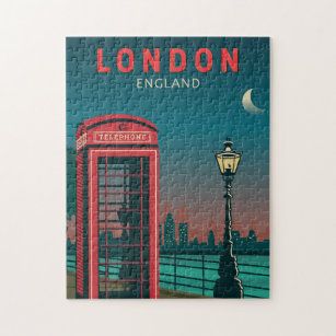 London England Retro Travel Art Vintage Jigsaw Puzzle