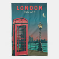 London England Retro Travel Art Vintage