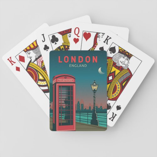 London England Retro Travel Art Vintage Poker Cards