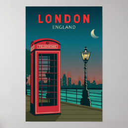 London England Retro Travel Art Vintage Poster