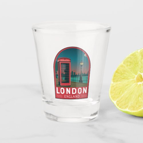 London England Retro Travel Art Vintage Shot Glass