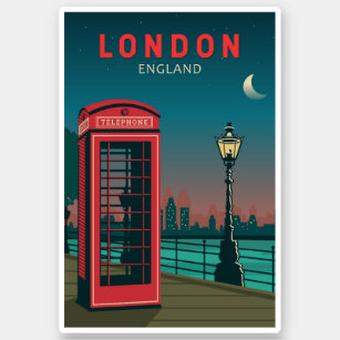 London England Retro Travel Art Vintage Sticker