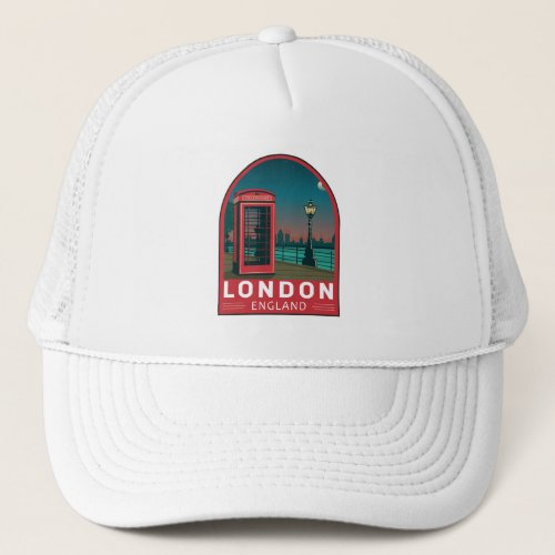 London England Retro Travel Art Vintage Trucker Hat