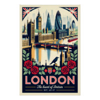 London England Retro Travel Poster Art