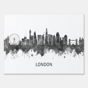 London England Skyline BW Sign
