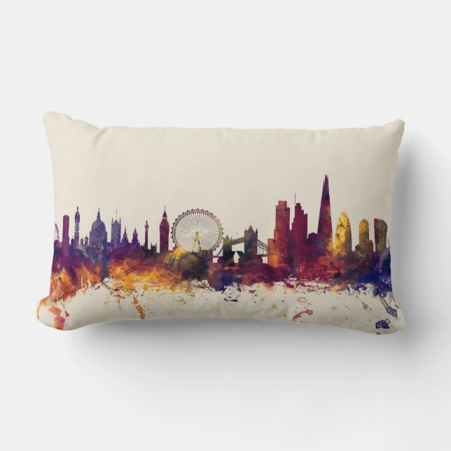 London England Skyline Lumbar Pillow (Front)