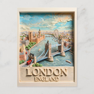 London England Skyline Vintage Textured Travel Art Postcard