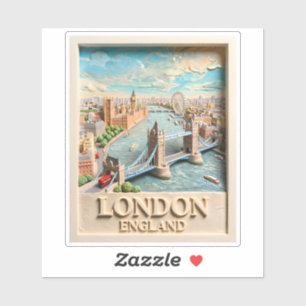 London England Skyline Vintage Textured Travel Art Sticker