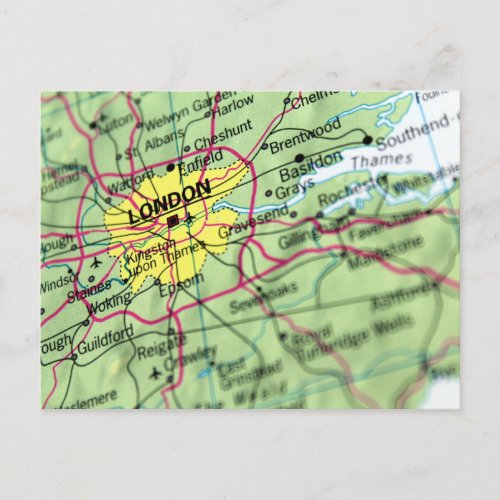 London England Street Map Postcard