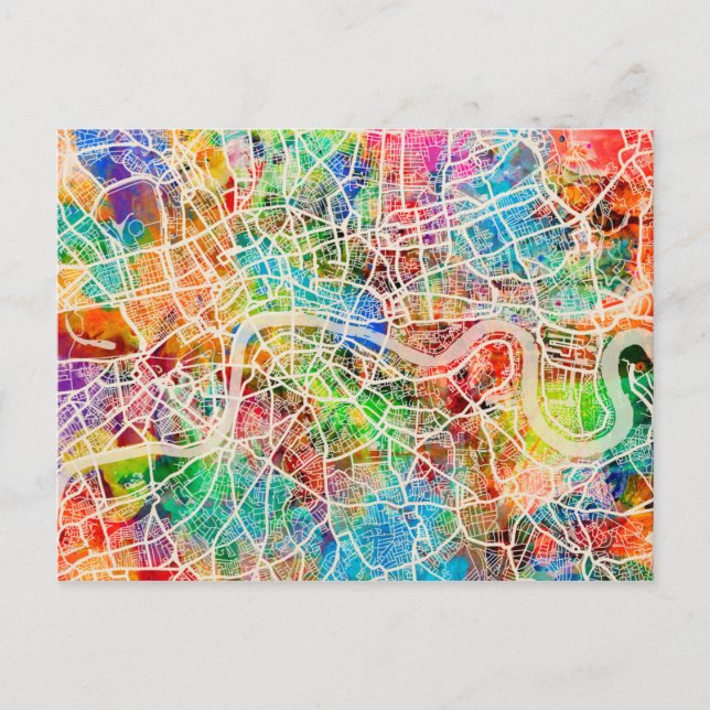 London England Street Map Postcard (Front)