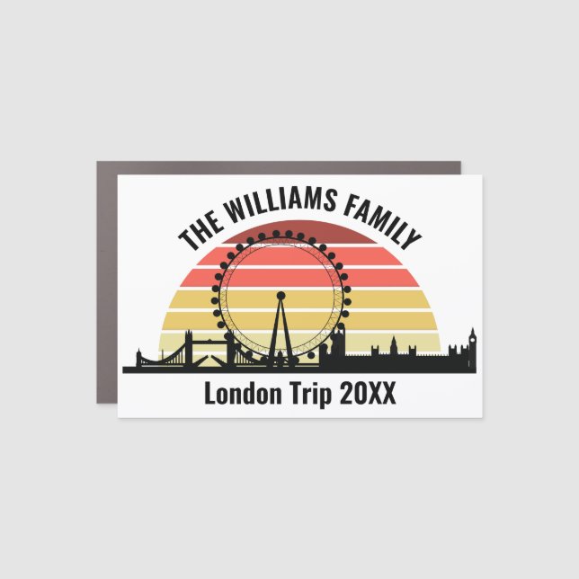 London England Sunset Custom Family Trip Car Magnet (Front)