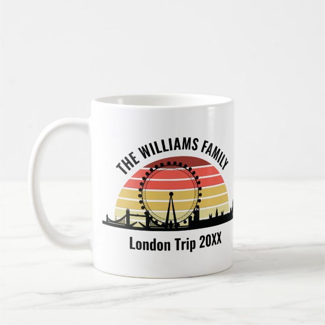 London England Sunset Custom Family Trip Coffee Mug (Left)