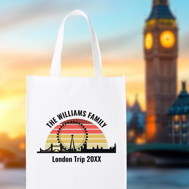 London England Sunset Custom Family Trip Grocery Bag (Creator Uploaded)