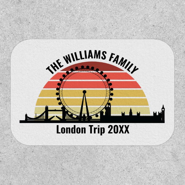 London England Sunset Custom Family Trip Patch (Front)
