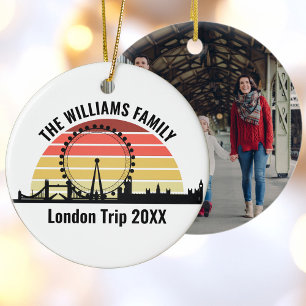 London England Sunset Custom Trip Christmas Ceramic Ornament