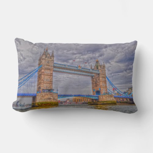 London England Tower Bridge  Thames River Lumbar Pillow